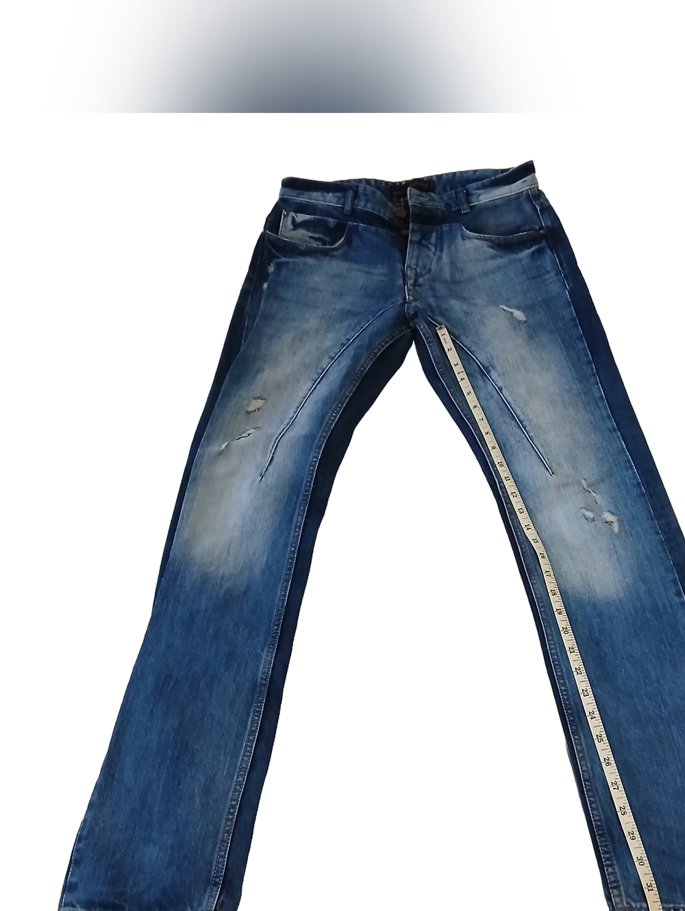 Zara Men’s Distressed Blue Bootcut Jeans